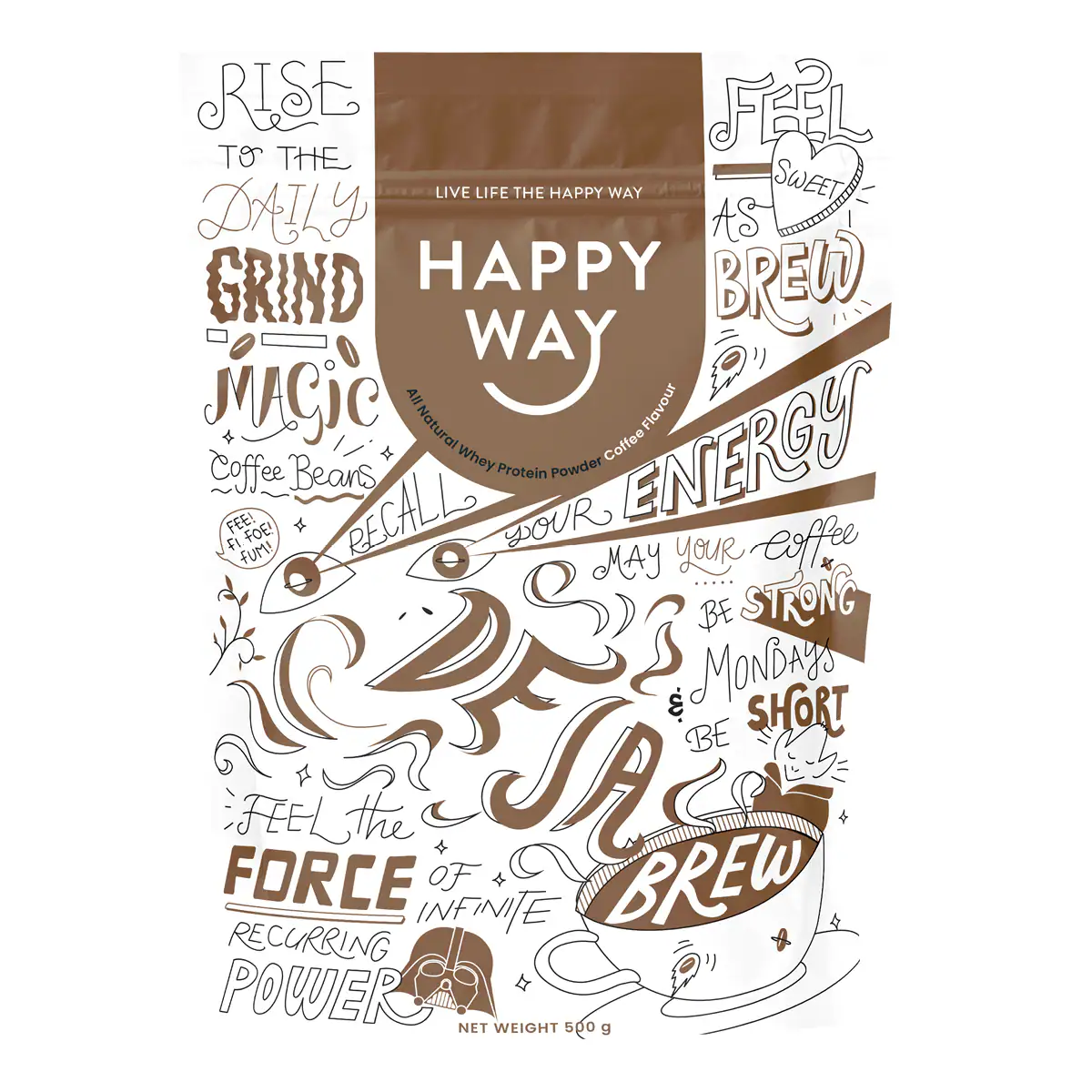 Happy Way Whey Protein Powder Coffee 1kg