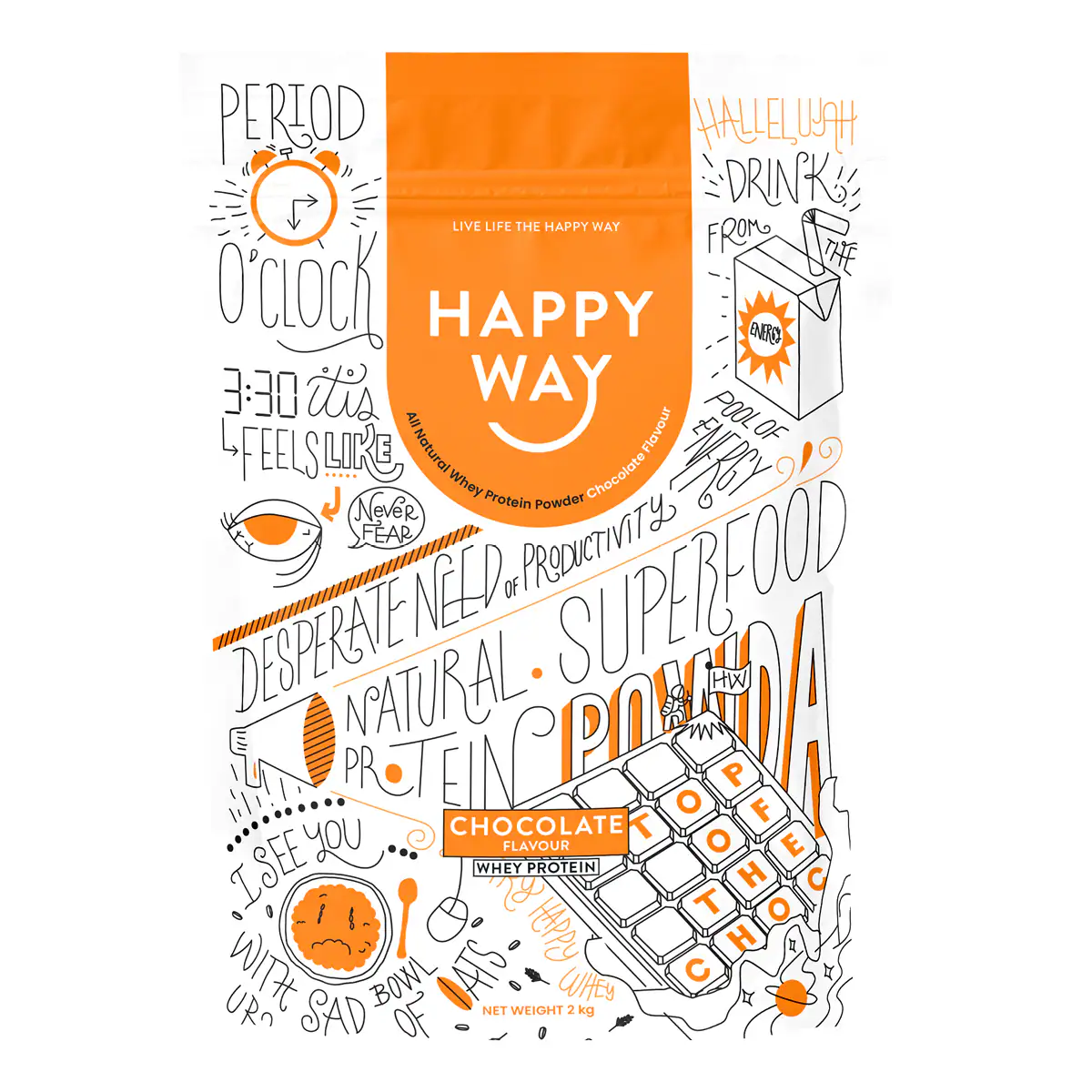 Happy Way Whey Protein Powder Chocolate 2kg