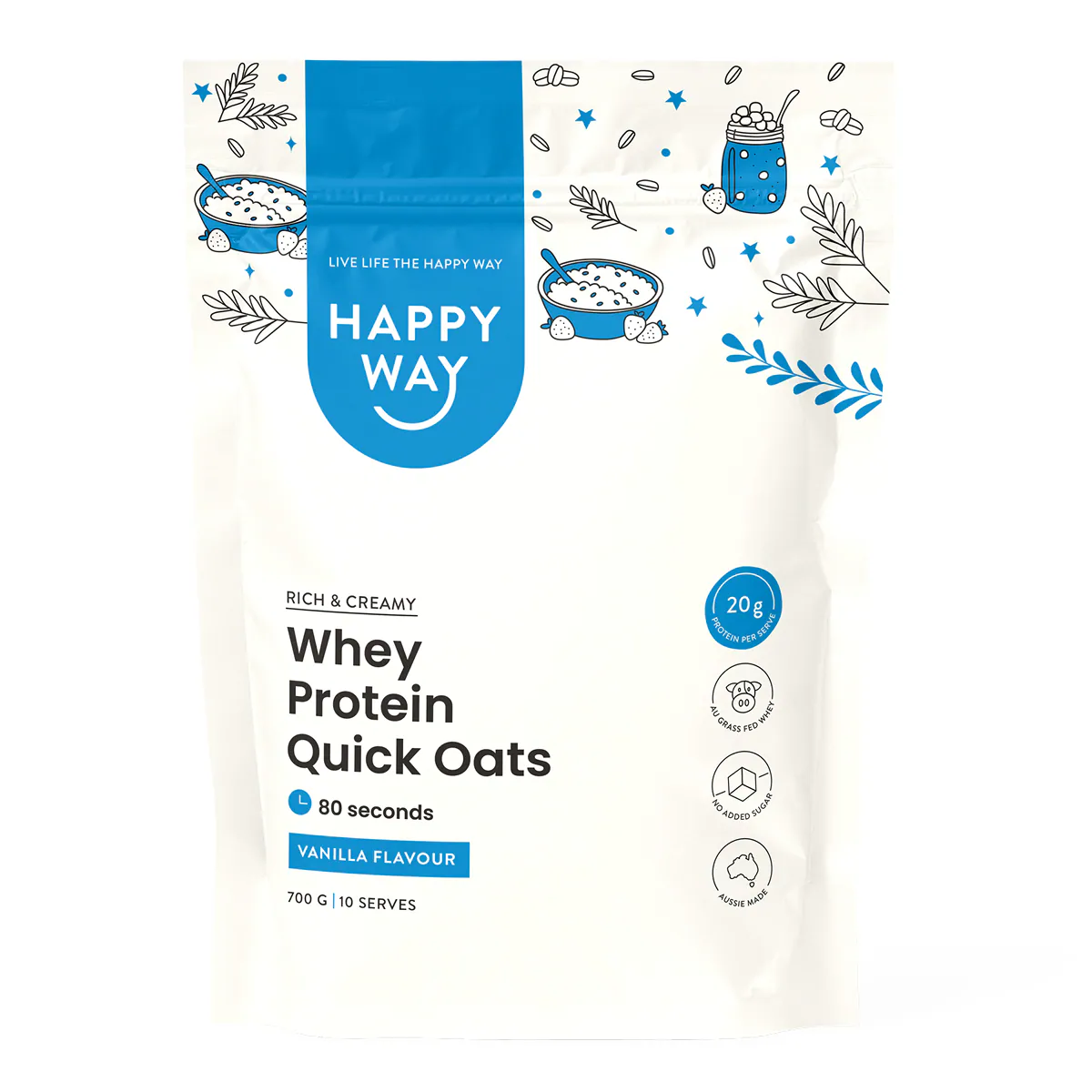 Happy Way Whey Protein Quick Oats Vanilla 700g