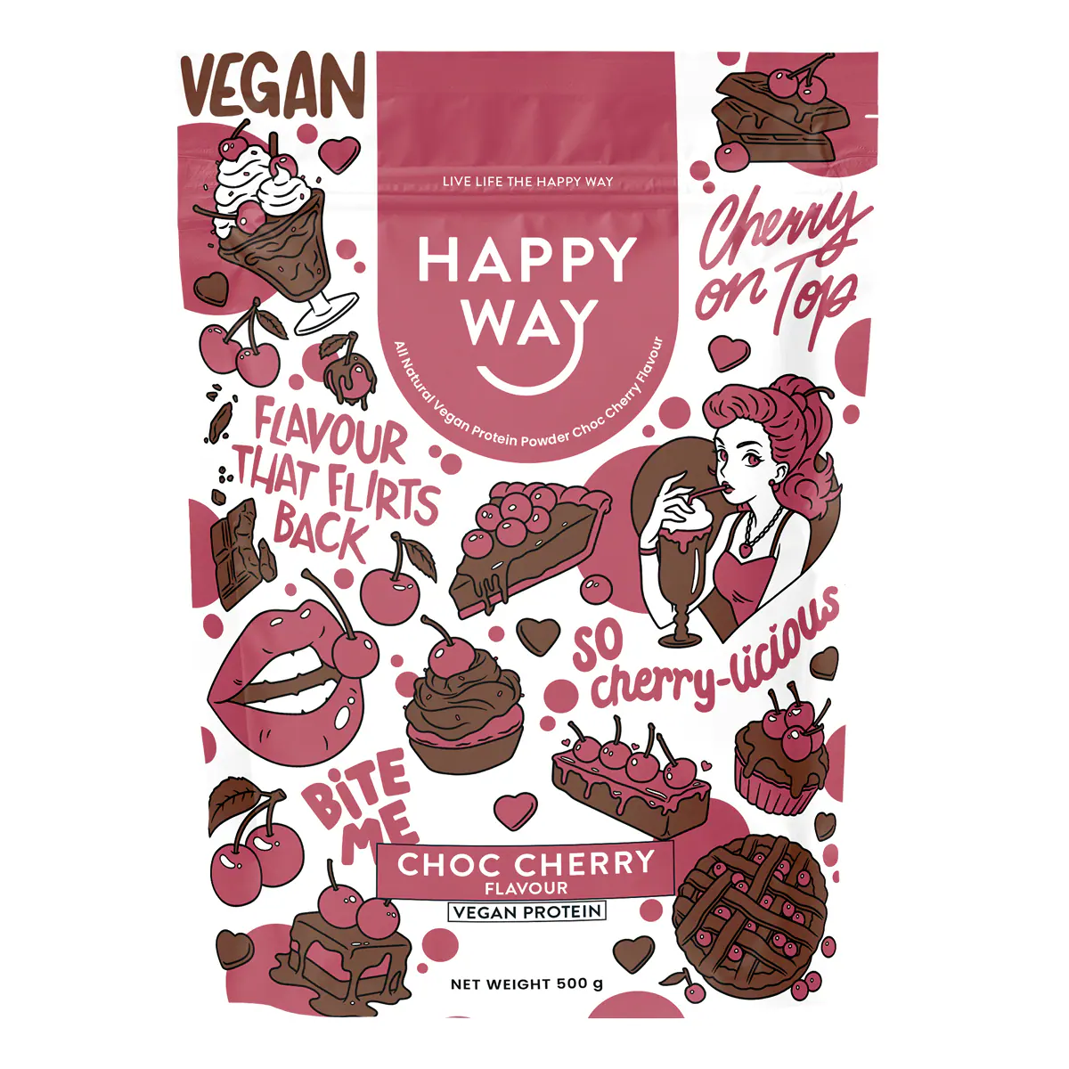 Happy Way Vegan Protein Powder Choc Cherry 500g