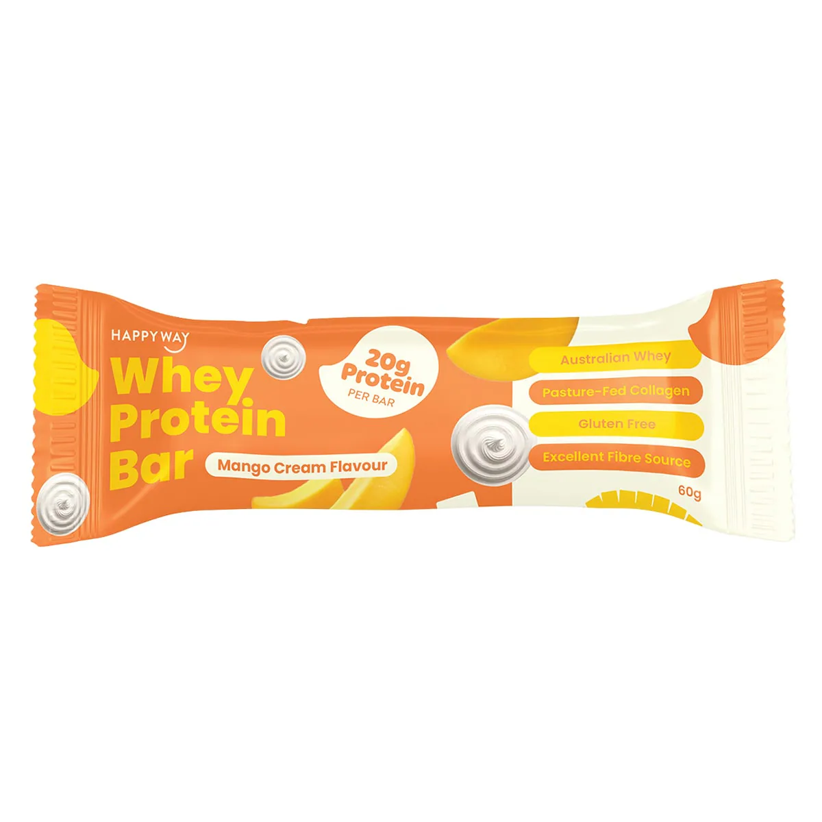 Happy Way Whey Protein Bar Mango Cream Flavour 60g