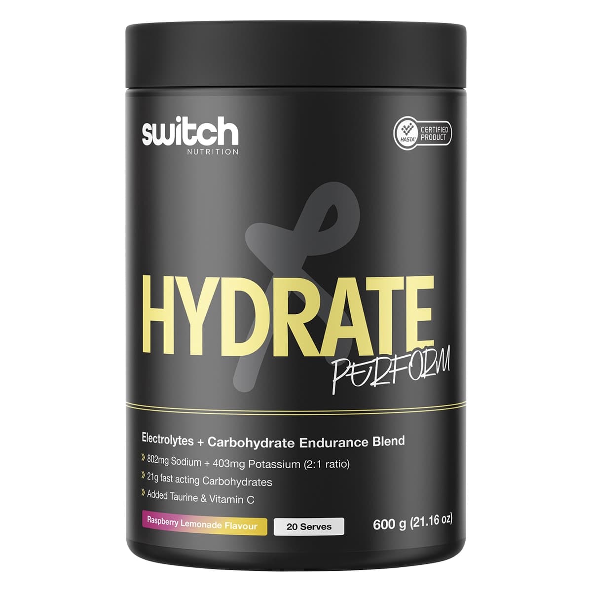 Switch Nutrition Hydrate Perform Electrolytes + Carbs Raspberry Lemonade 600g