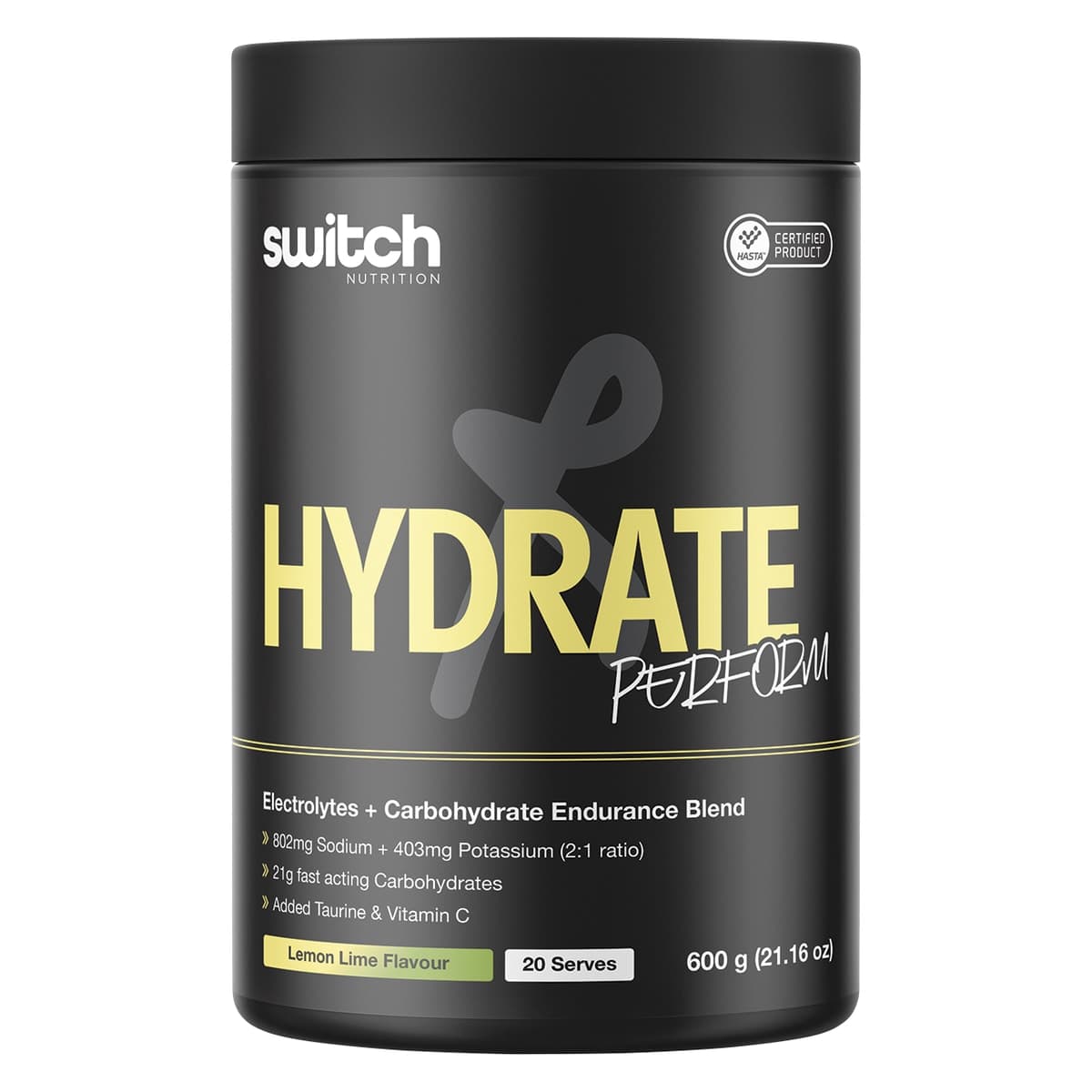 Switch Nutrition Hydrate Perform Electrolytes + Carbs Lemon Lime 600g