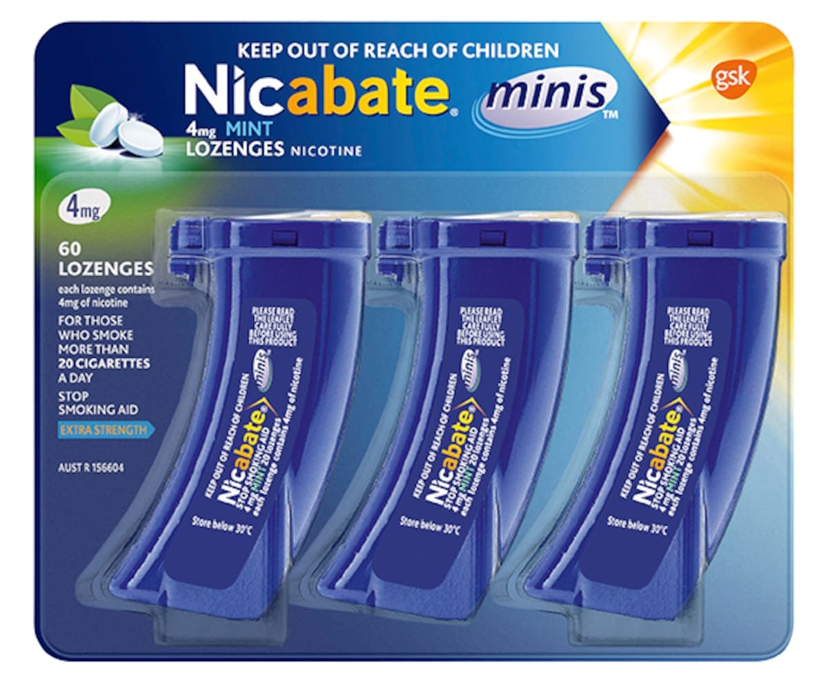 Nicabate Minis Lozenges 4mg Mint Quit Smoking 60 Lozenges