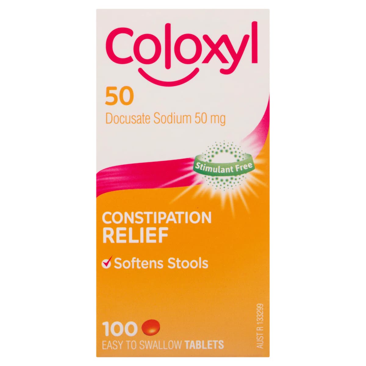 Coloxyl 50mg Constipation Relief 100 Tablets