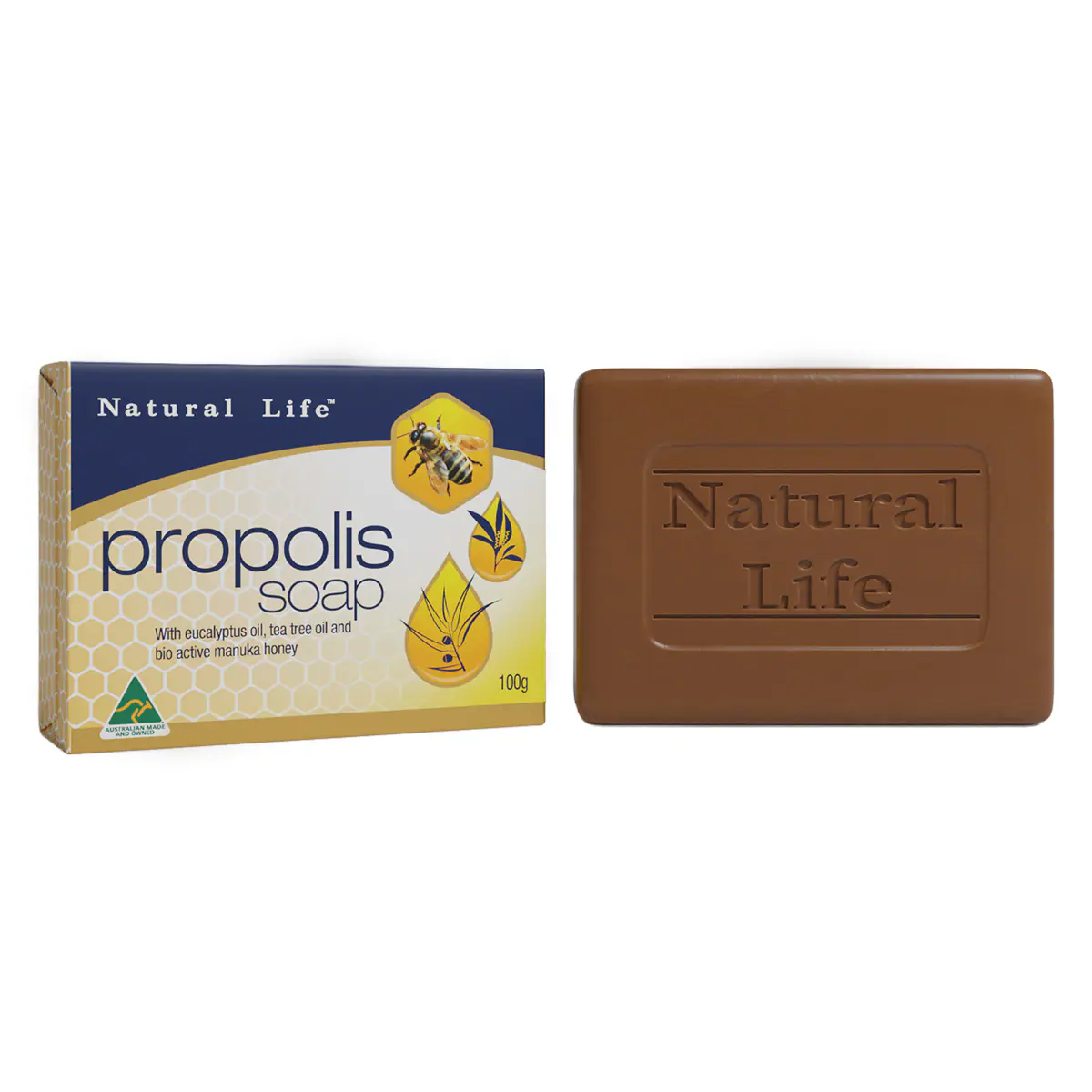 Natural Life Propolis Soap with Tea Tree Eucalyptus & Manuka Honey 100g