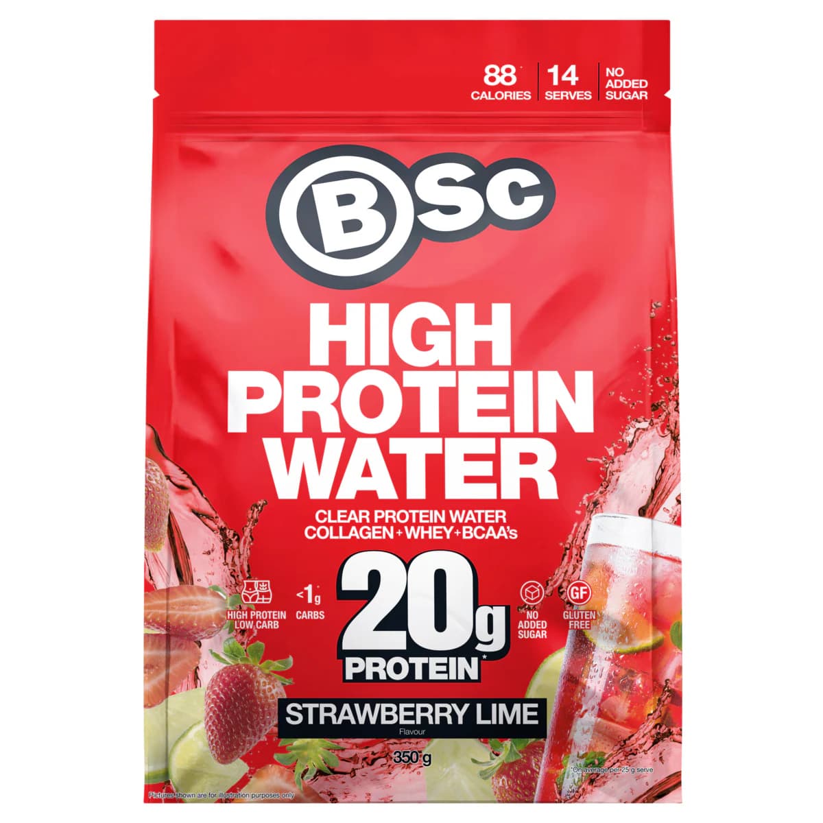 BSc High Protein Water Strawberry Lime 350g