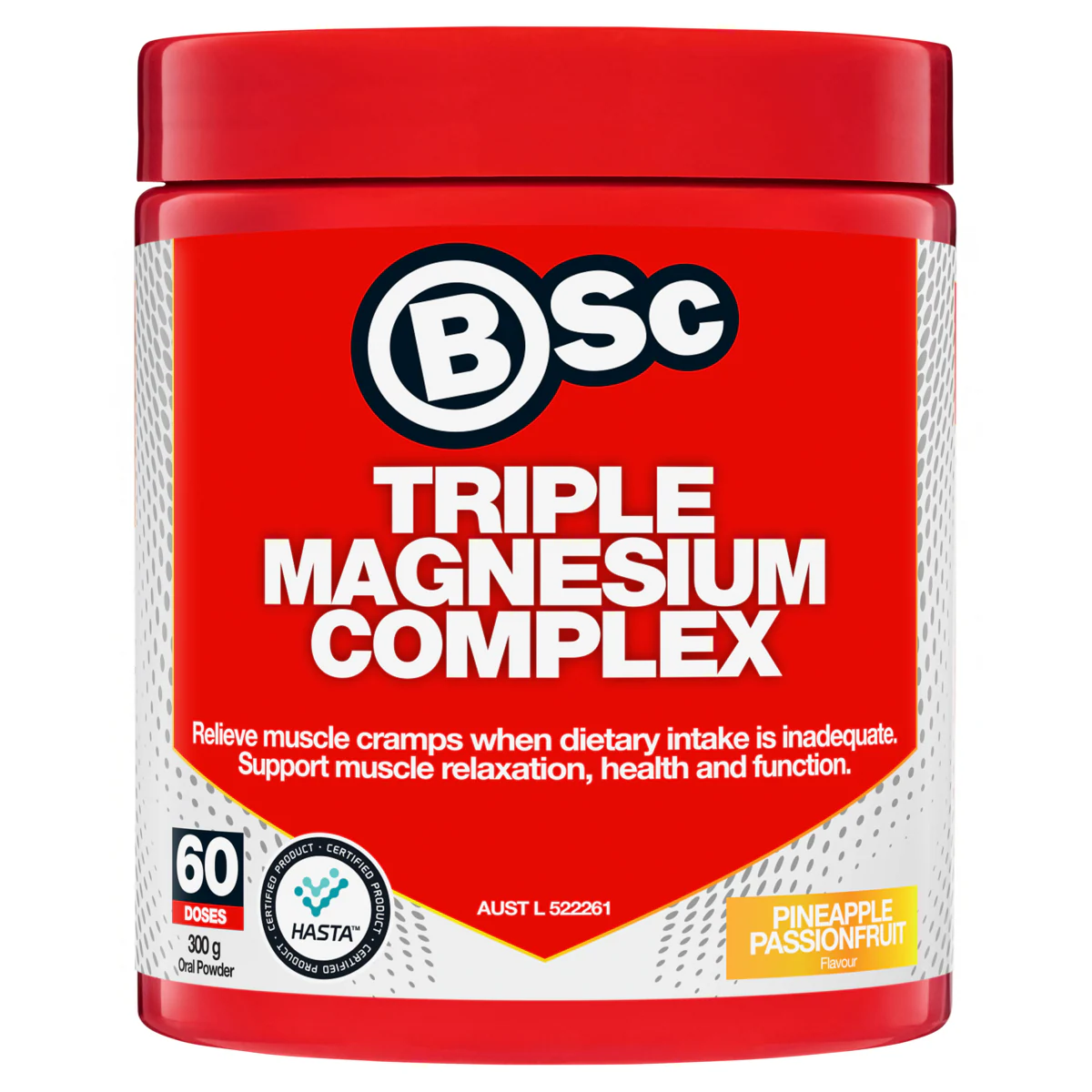 BSc Triple Magnesium Complex Powder Pineapple Passionfruit 300g