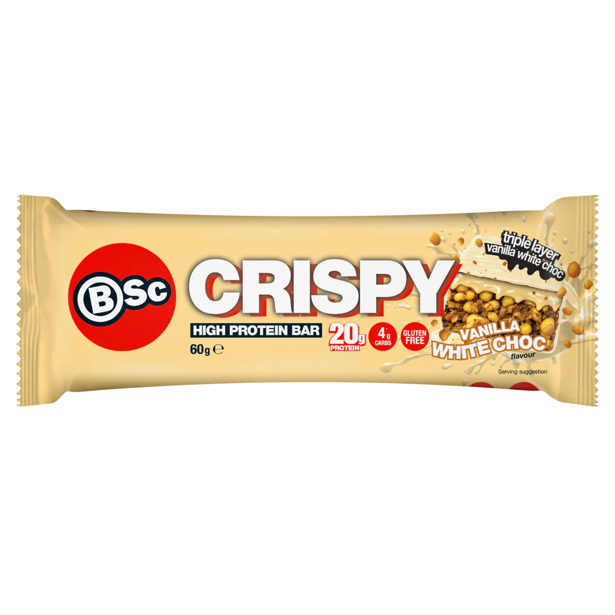 BSc Crispy Protein Bar Vanilla White Choc 60g