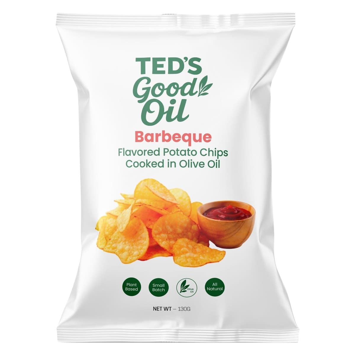 Ted's Good Oil Barbeque Flavored Potato Chips In Avocado Oil 130g