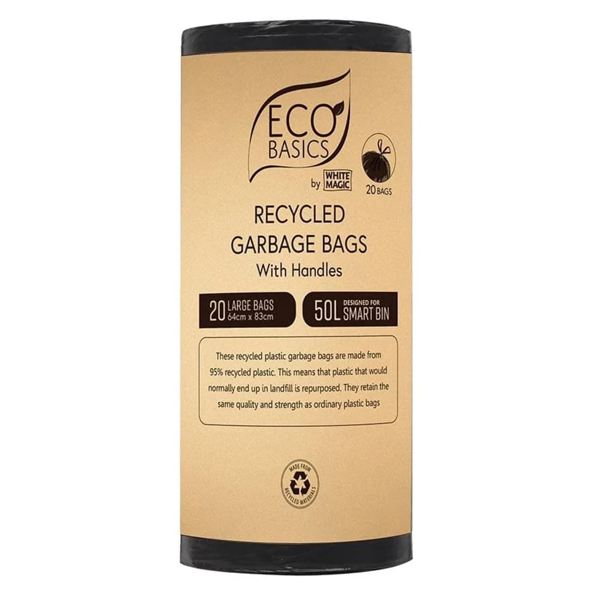 White Magic Eco Basics Recycled Garbage Bags Large 50L x 20 Bags