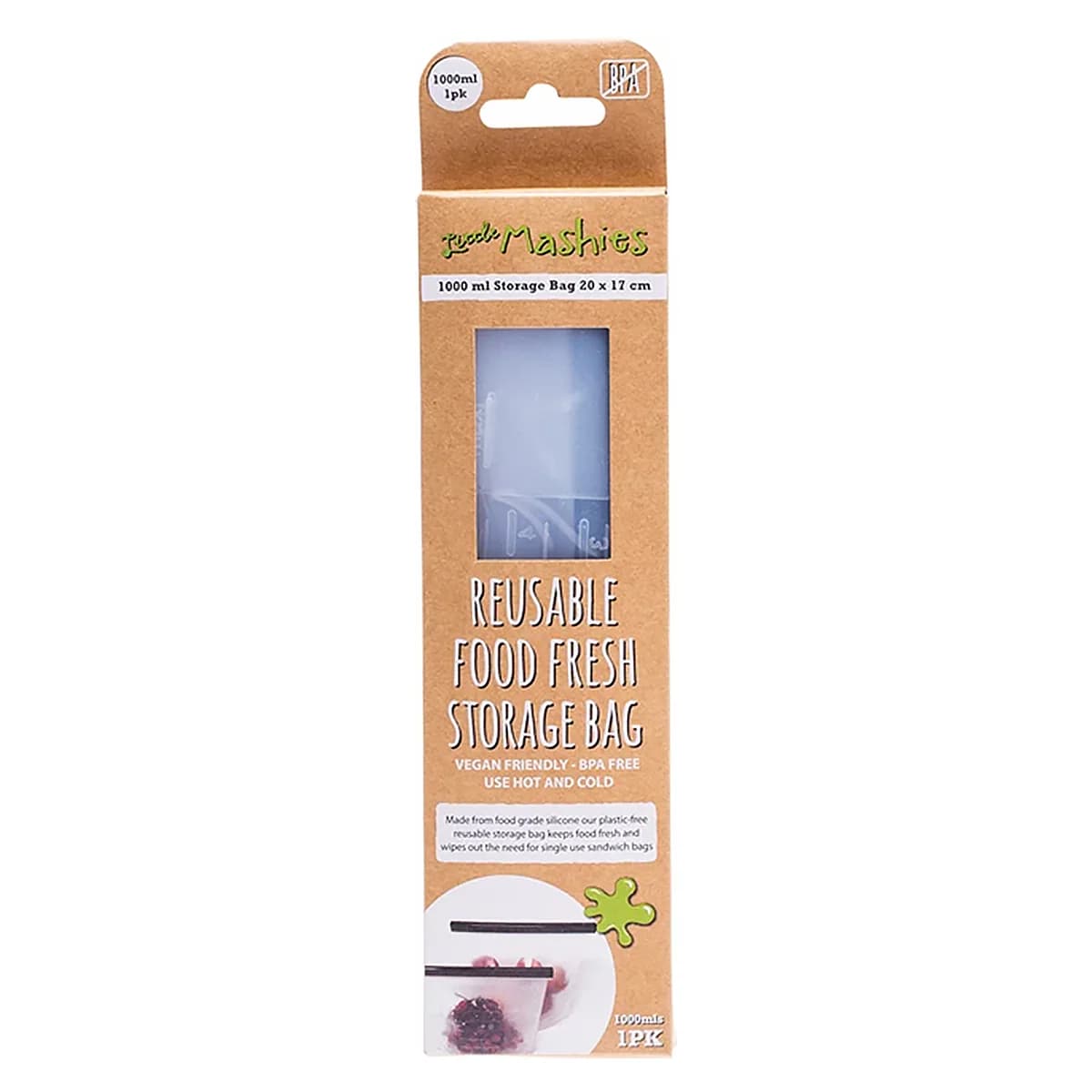 Little Mashies Reusable Food Silicone Storage Bag Large (1000ml)