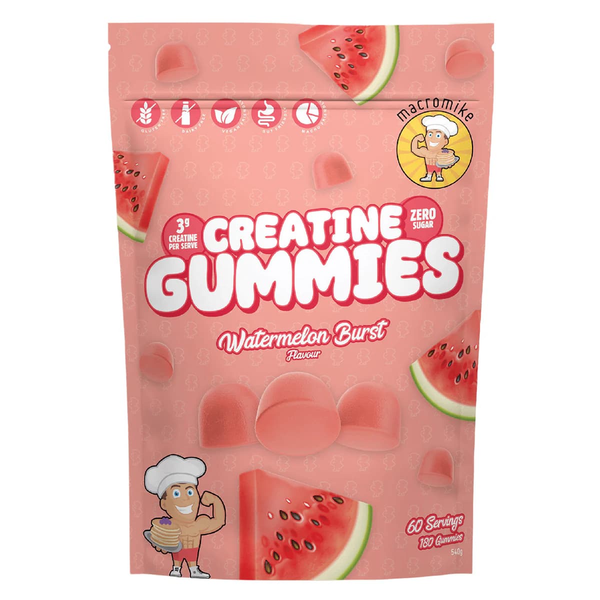 Macro Mike Creatine Gummies Watermelon Burst 180 Pack