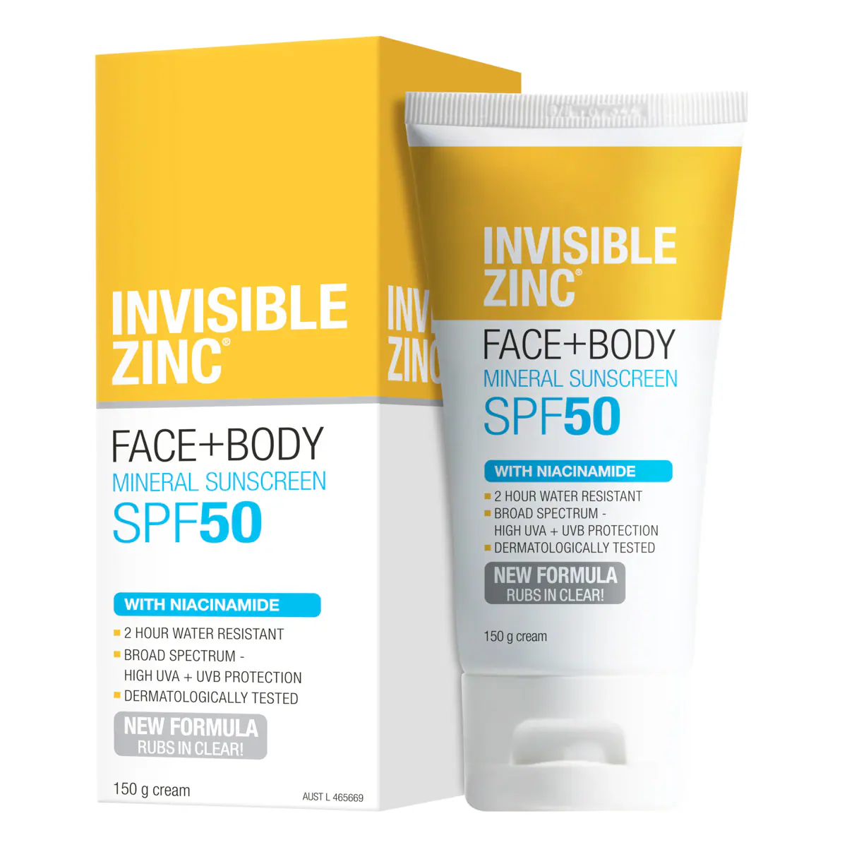 Invisible Zinc Mineral Sunscreen Face & Body SPF50+ 150g