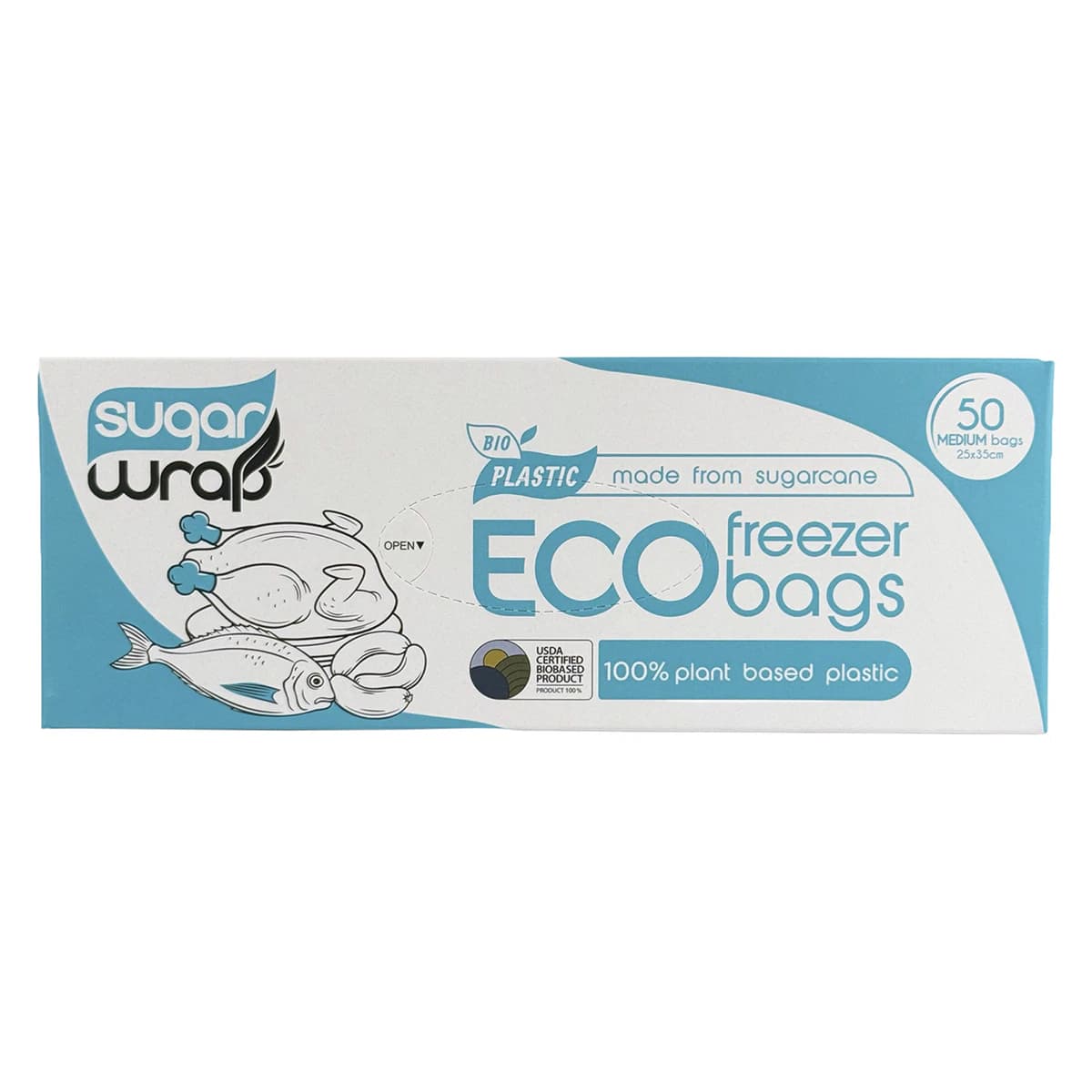 Sugarwrap Eco Freezer Bags Medium 50 Pack