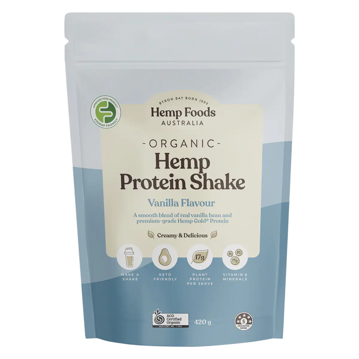 Hemp Foods Australia Organic Hemp Protein Shake Vanilla 420g