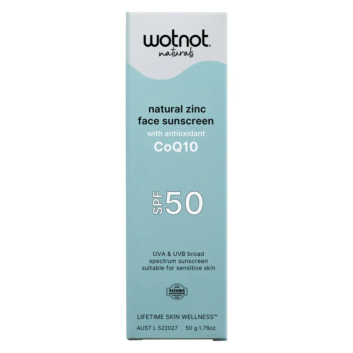 Wotnot Natural Zinc Face Sunscreen SPF50 with CoQ10 - 50g