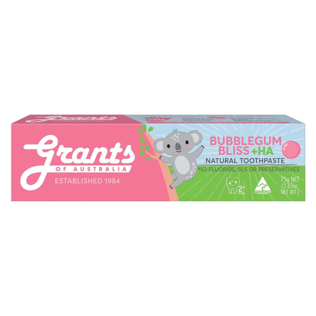 Grants Bubblegum Bliss +HA Natural Kids Toothpaste 75g