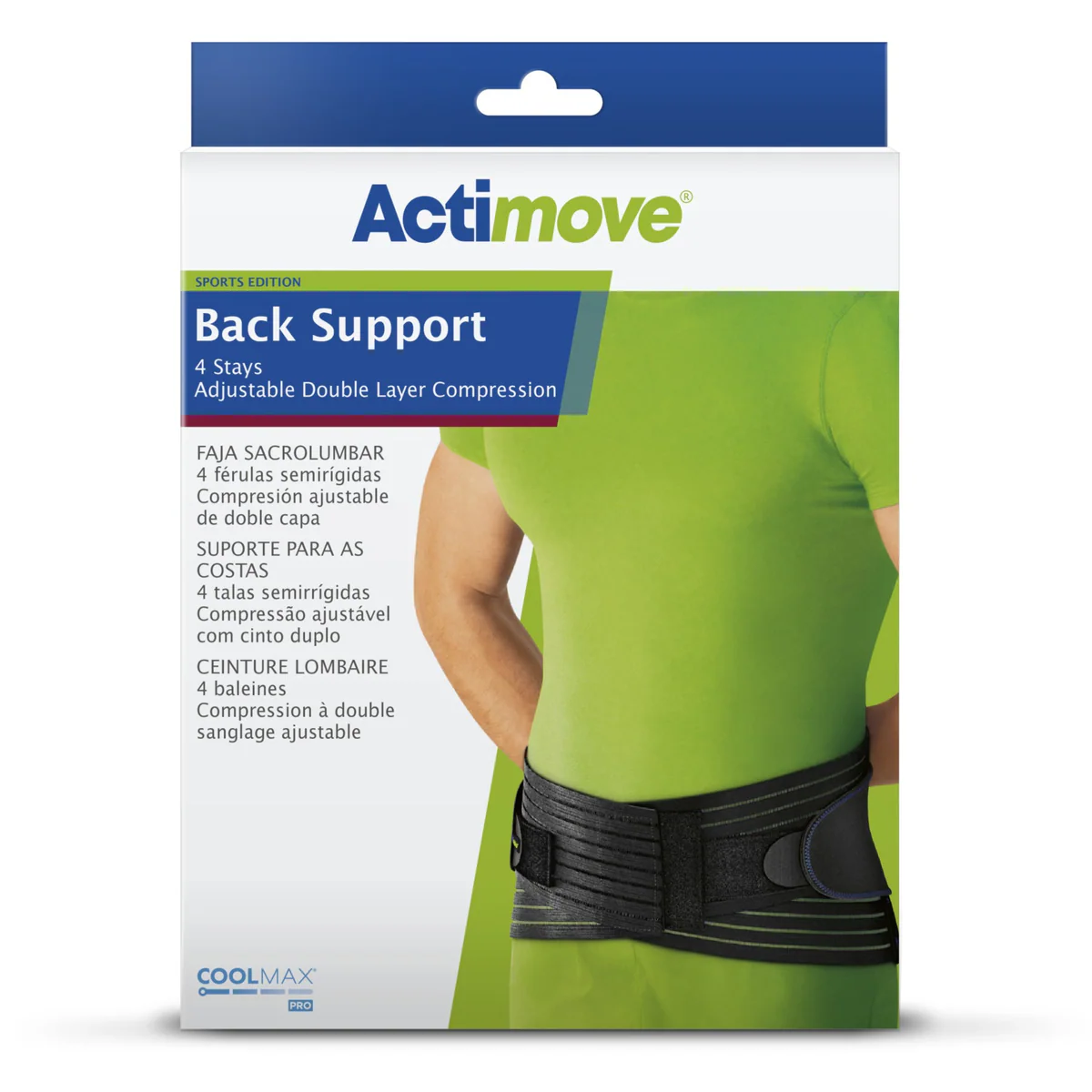 Actimove Sport Adjustable Back Support Large Black