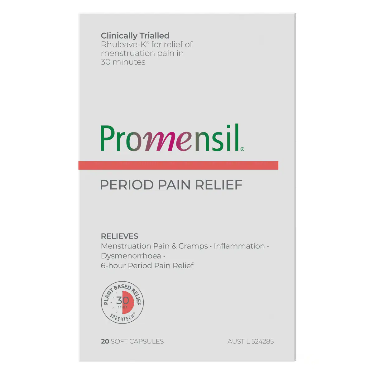 Promensil Period Pain Relief 20 Soft Capsules