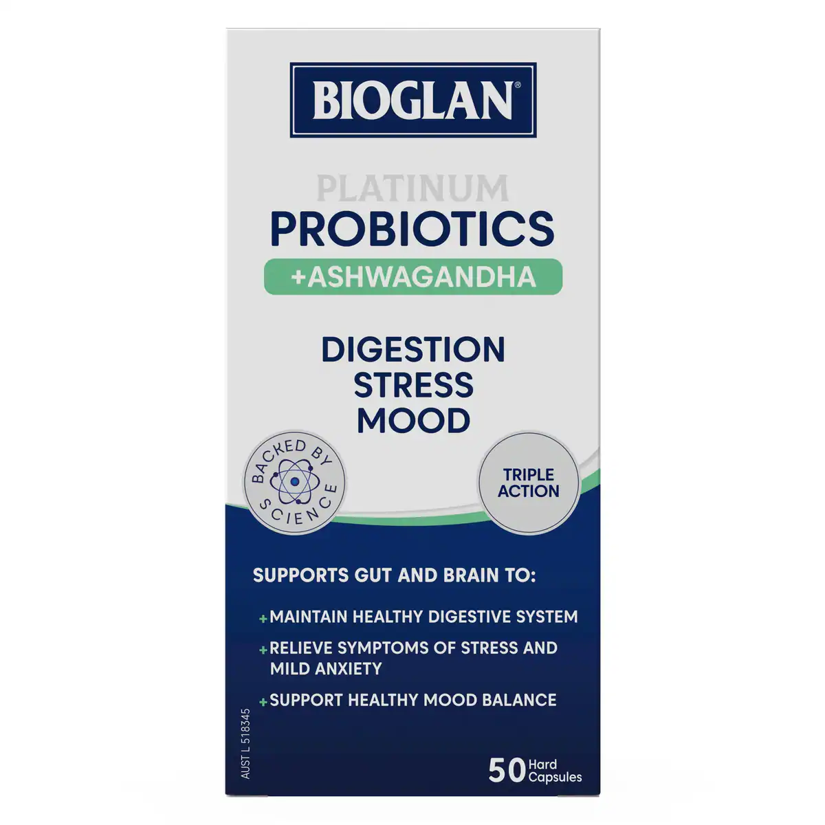 Bioglan Platinum Probiotics + Ashwagandha 50 Capsules