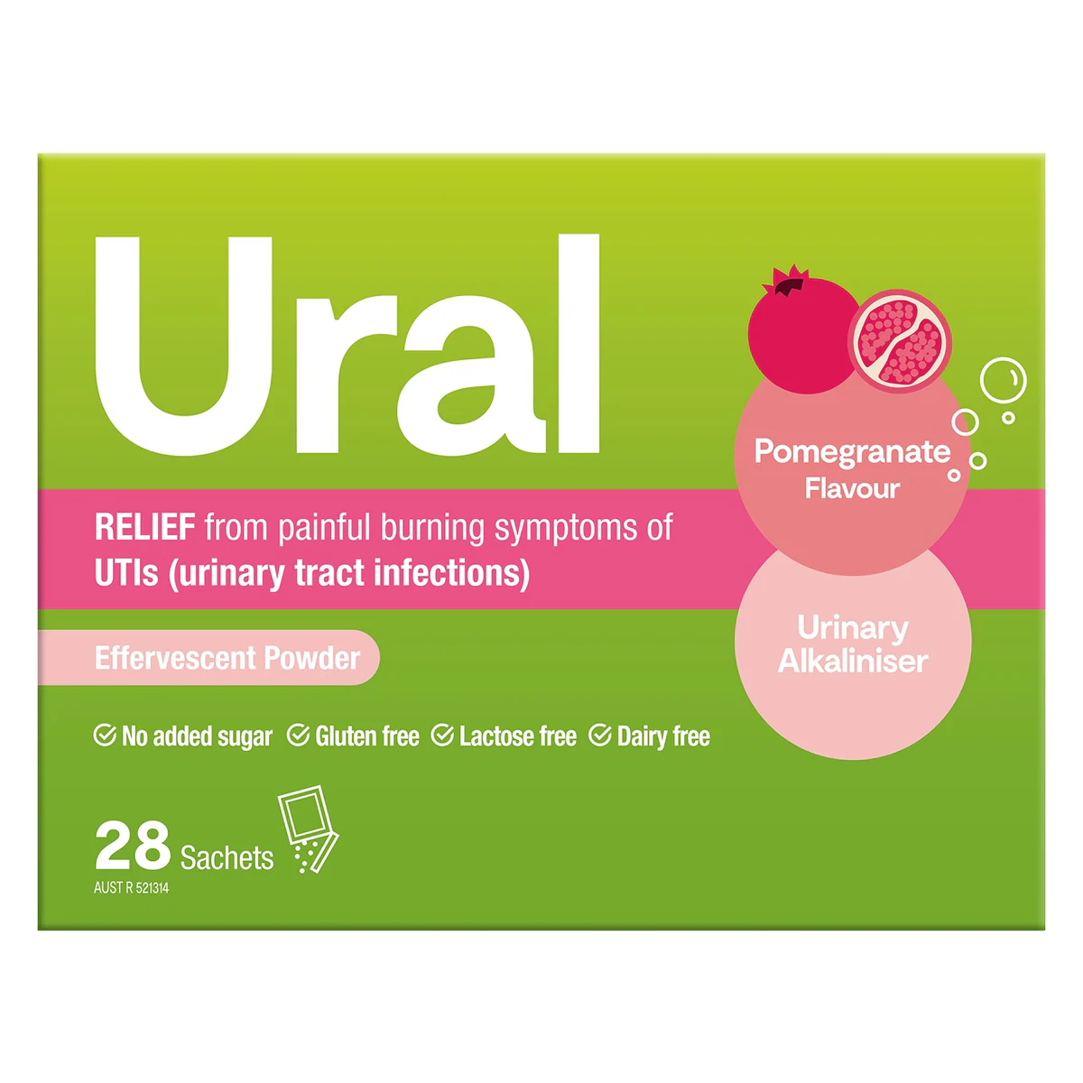 Ural Effervescent Powder Pomegranate 28 Sachets