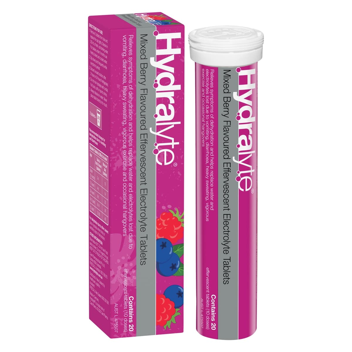 Hydralyte Effervescent Electrolyte Tablets Mixed Berry 20 Pack