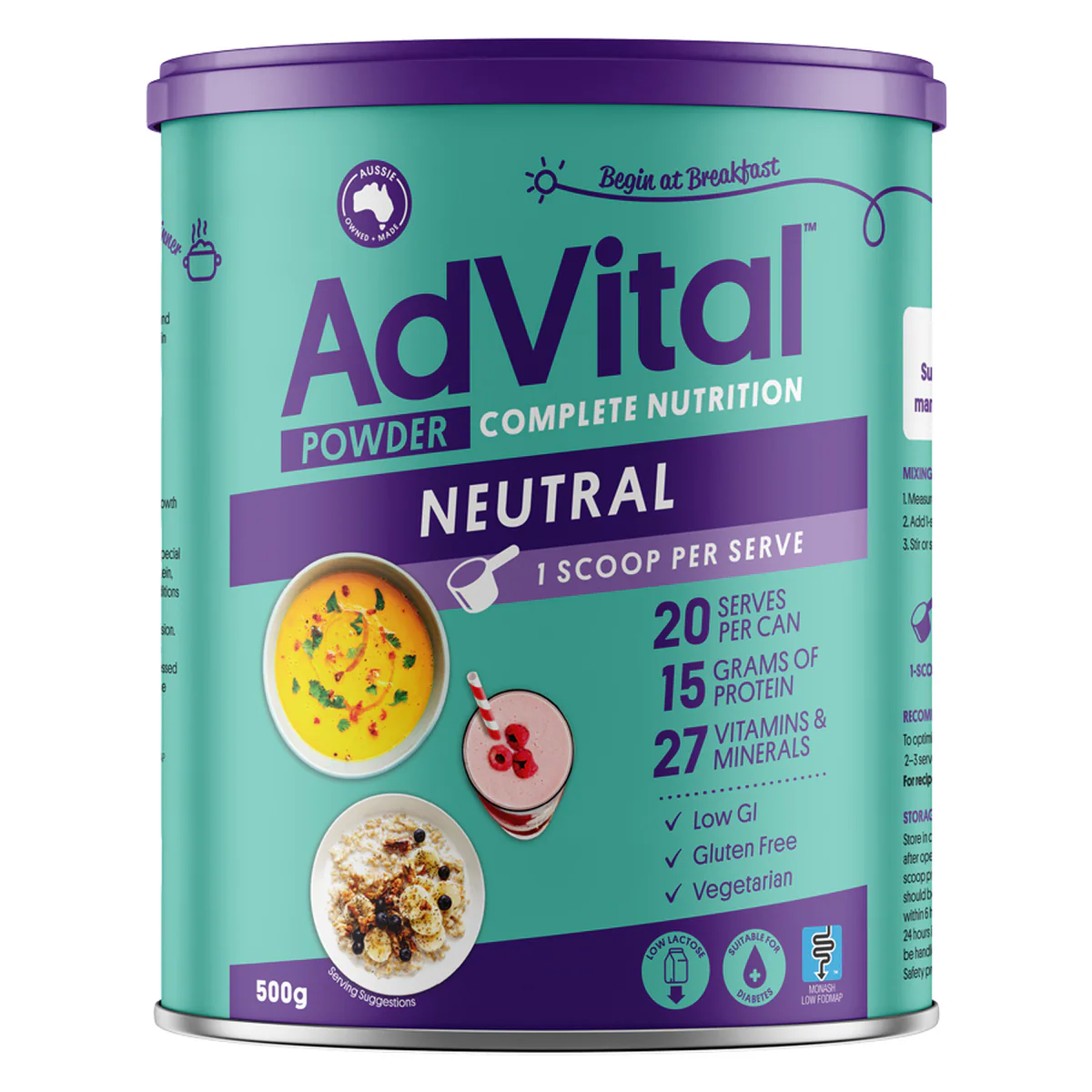 AdVital Nutritionally Complete Neutral Powder 500g