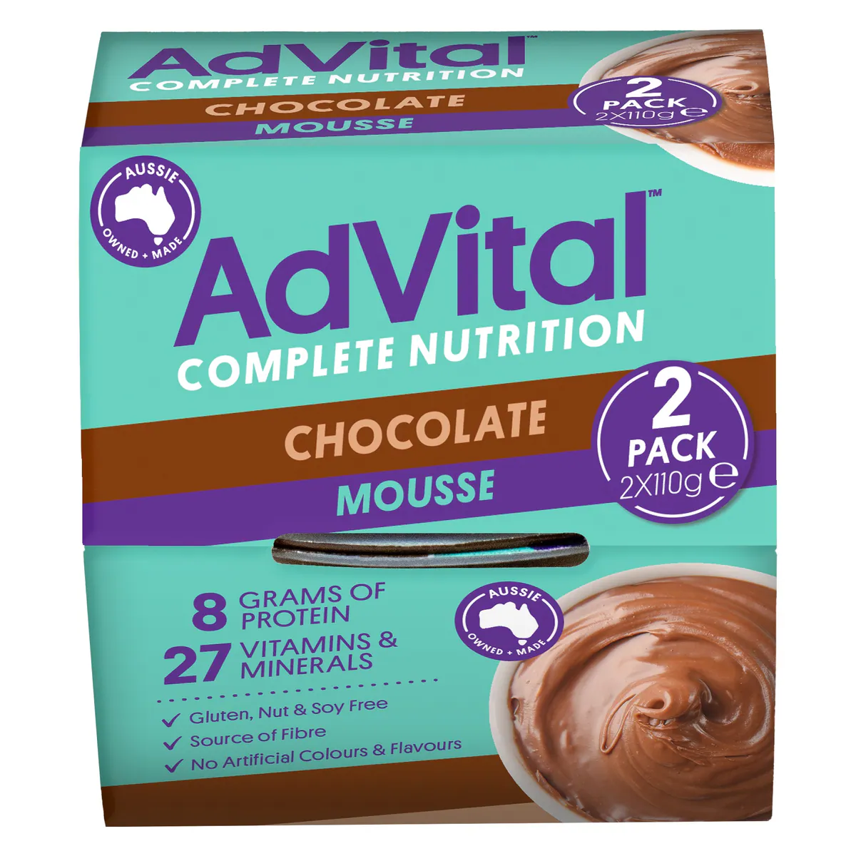 AdVital Nutritionally Complete Chocolate Mousse 2 Pack
