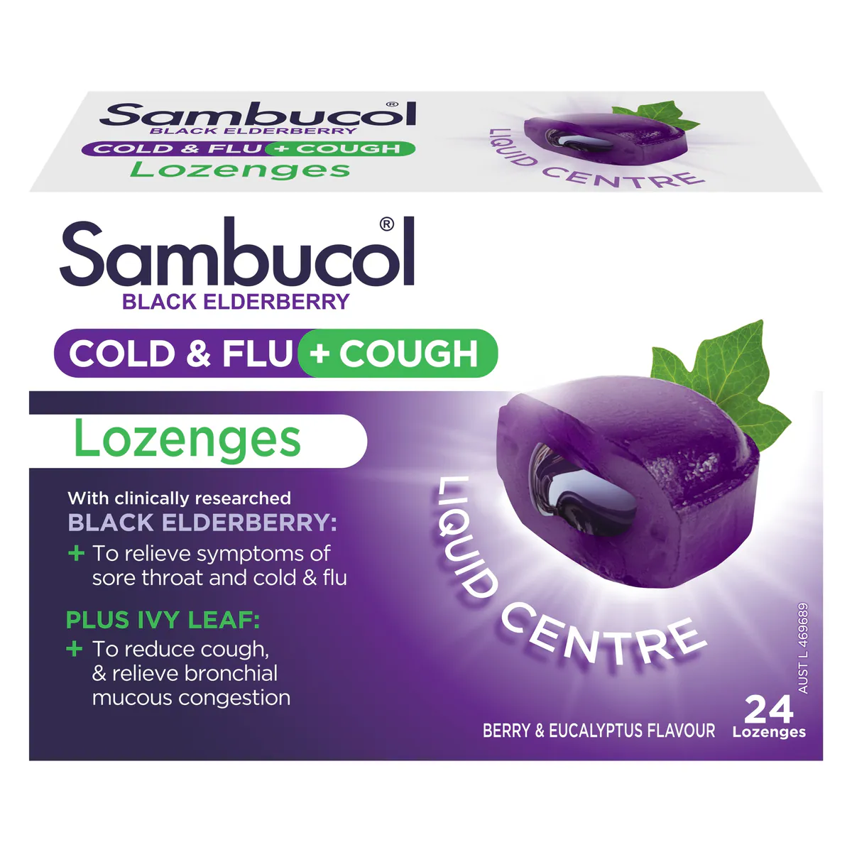 Sambucol Cold & Flu + Cough Lozenges 24 Pack