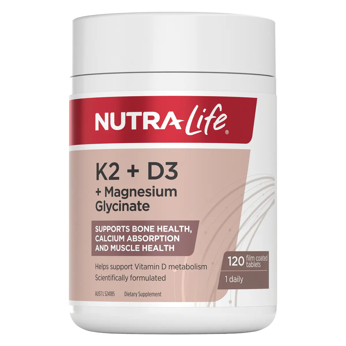 Nutra-Life K2 + D3 + Magnesium Glycinate 120 Tablets