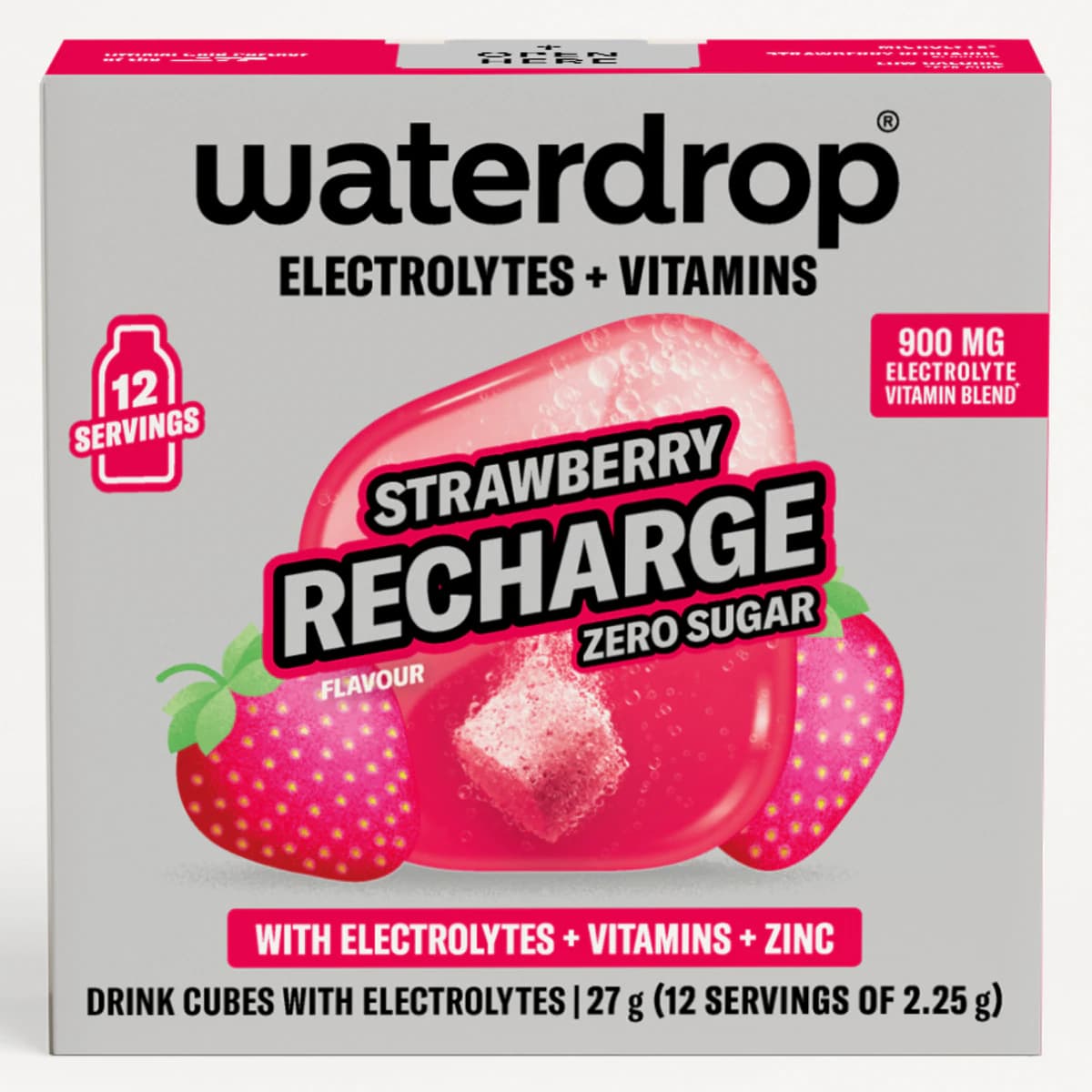 Waterdrop Electrolyte Drink Cubes Strawberry 12 Pack