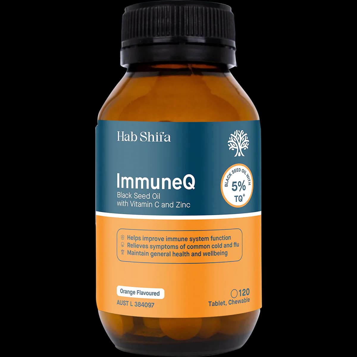 Hab Shifa Immune Q Organic Black Seed 120 Chewable Tablets