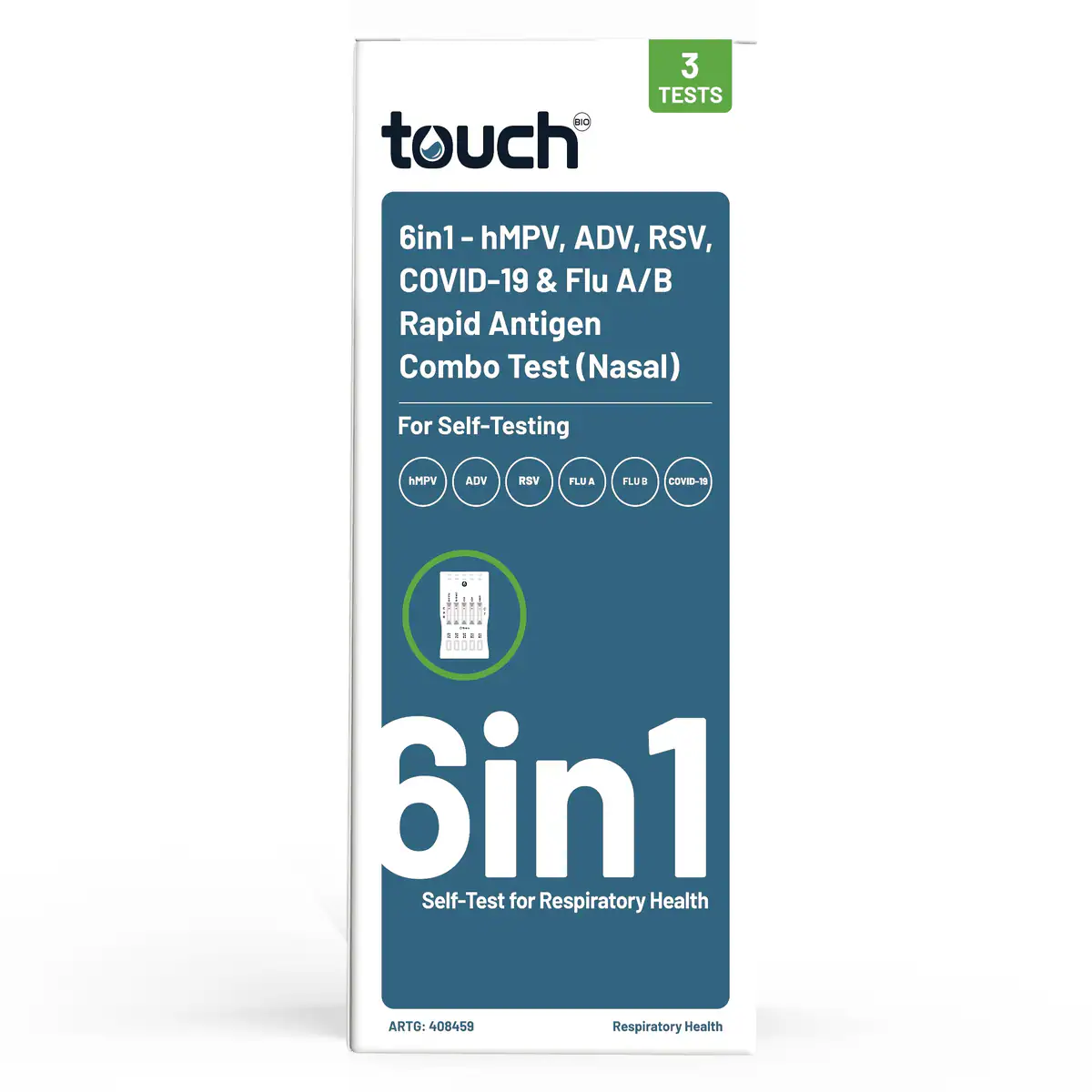 Touch 6in1 - Hmpv Adv Rsv Covid-19 & Flu A/b Rapid Antigen Combo Nasal Test 3 Pack