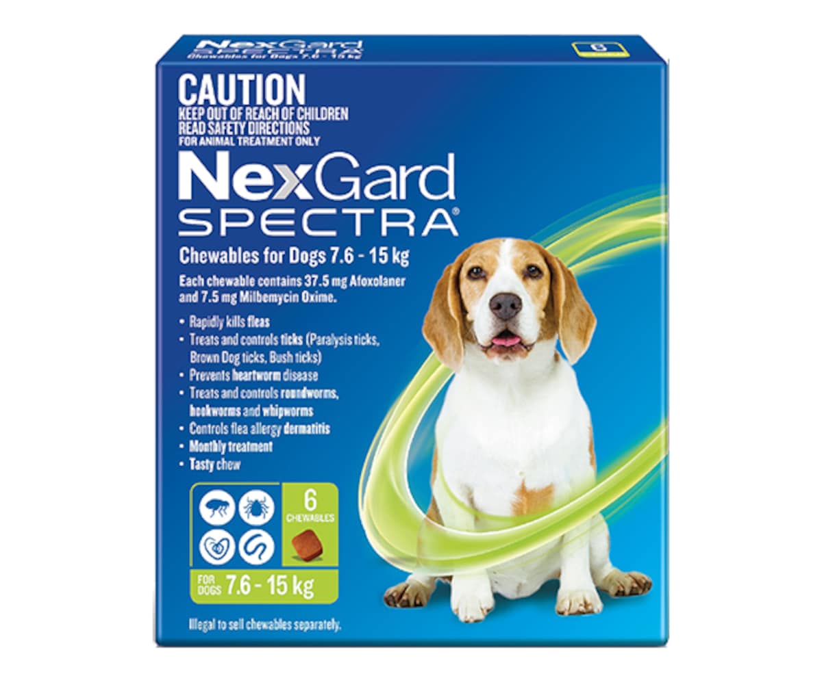 Nexgard Spectra Chewables for Medium Dogs 7.6 -15kg 6 Pack