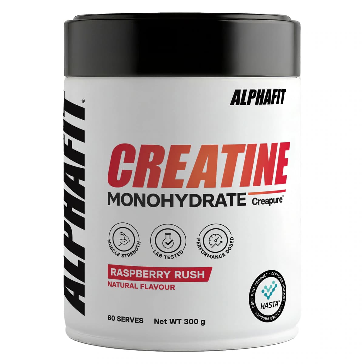 Alphafit Creapure Creatine Monohydrate Powder Raspberry Rush 300g