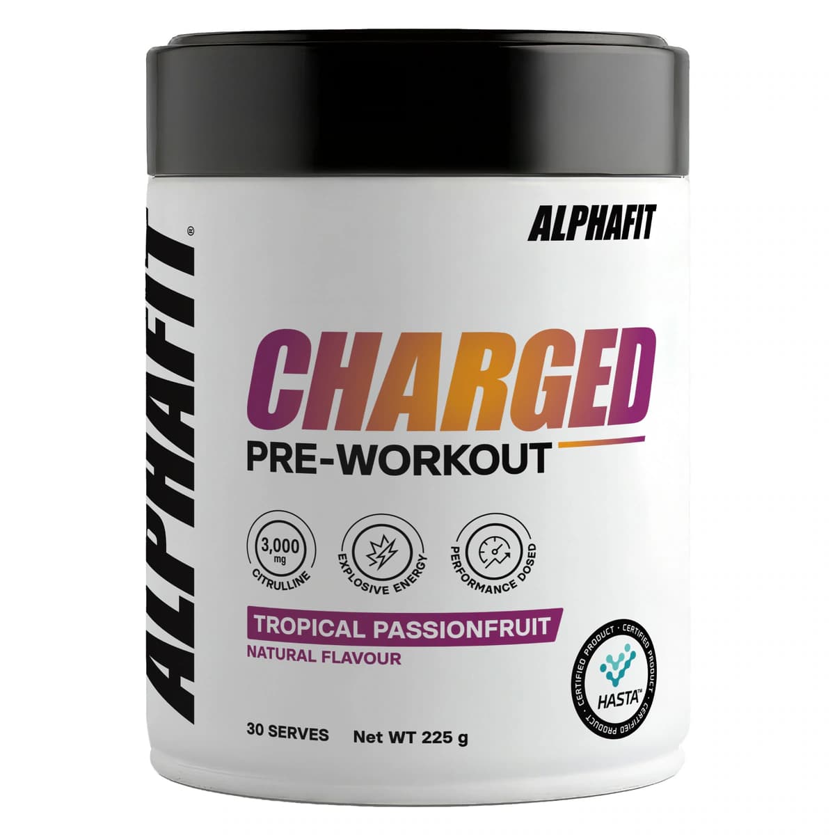 Alphafit Charged Pre-workout Tropical Passionfruit 225g