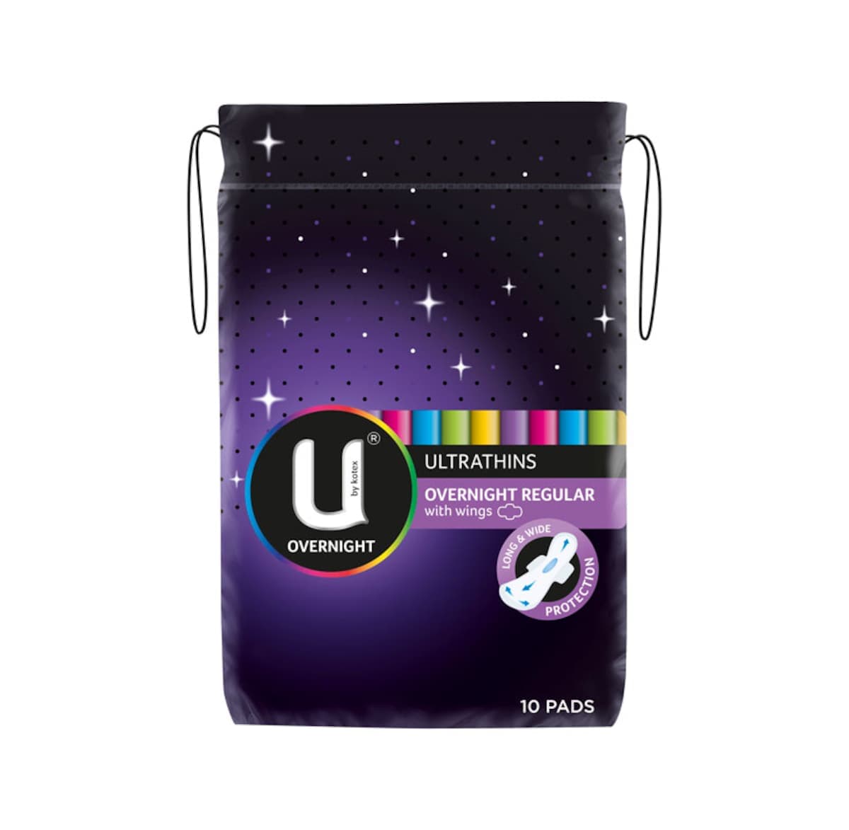 U By Kotex Overnight Ultrathin Pads Regular with Wings 10 Pack