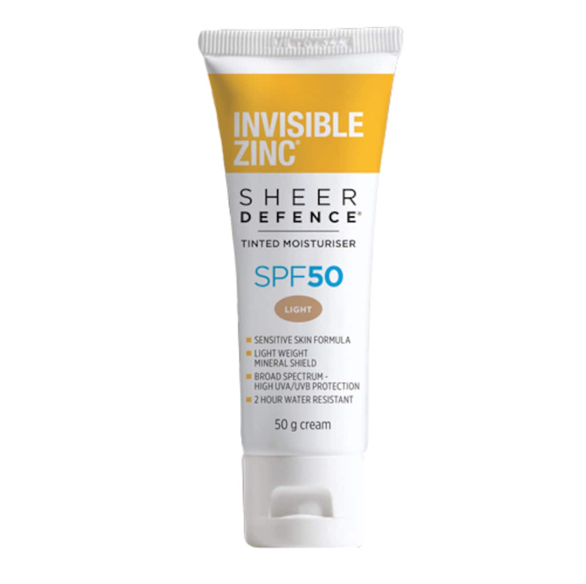 Invisible Zinc Sheer Defence Tinted Moisturiser SPF50 Light 50g
