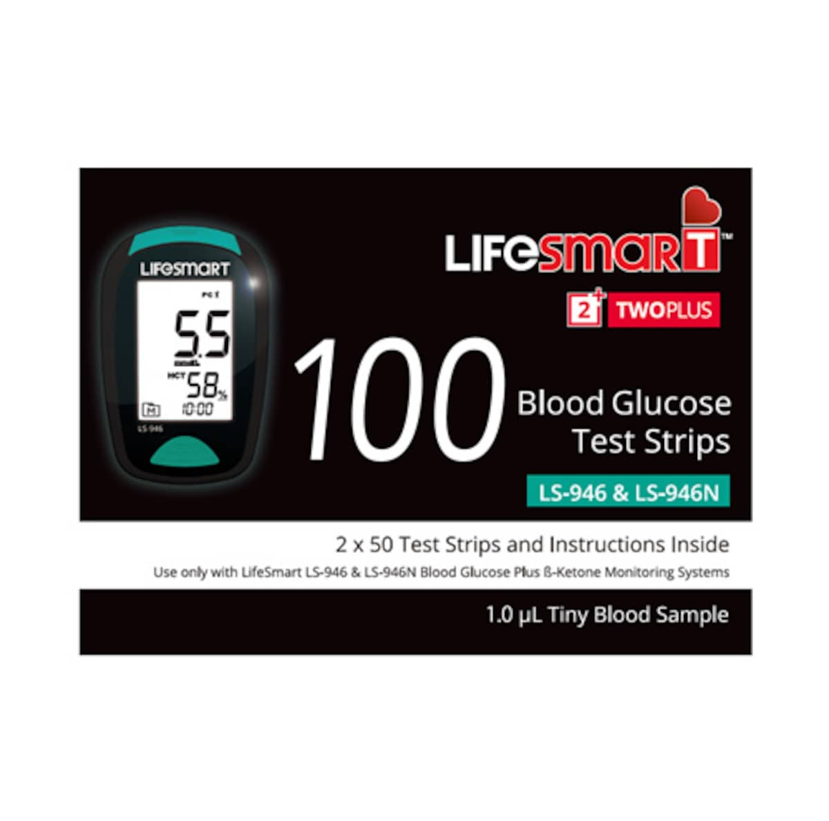LifeSmart TwoPlus Blood Glucose Test Strips 100 Pack