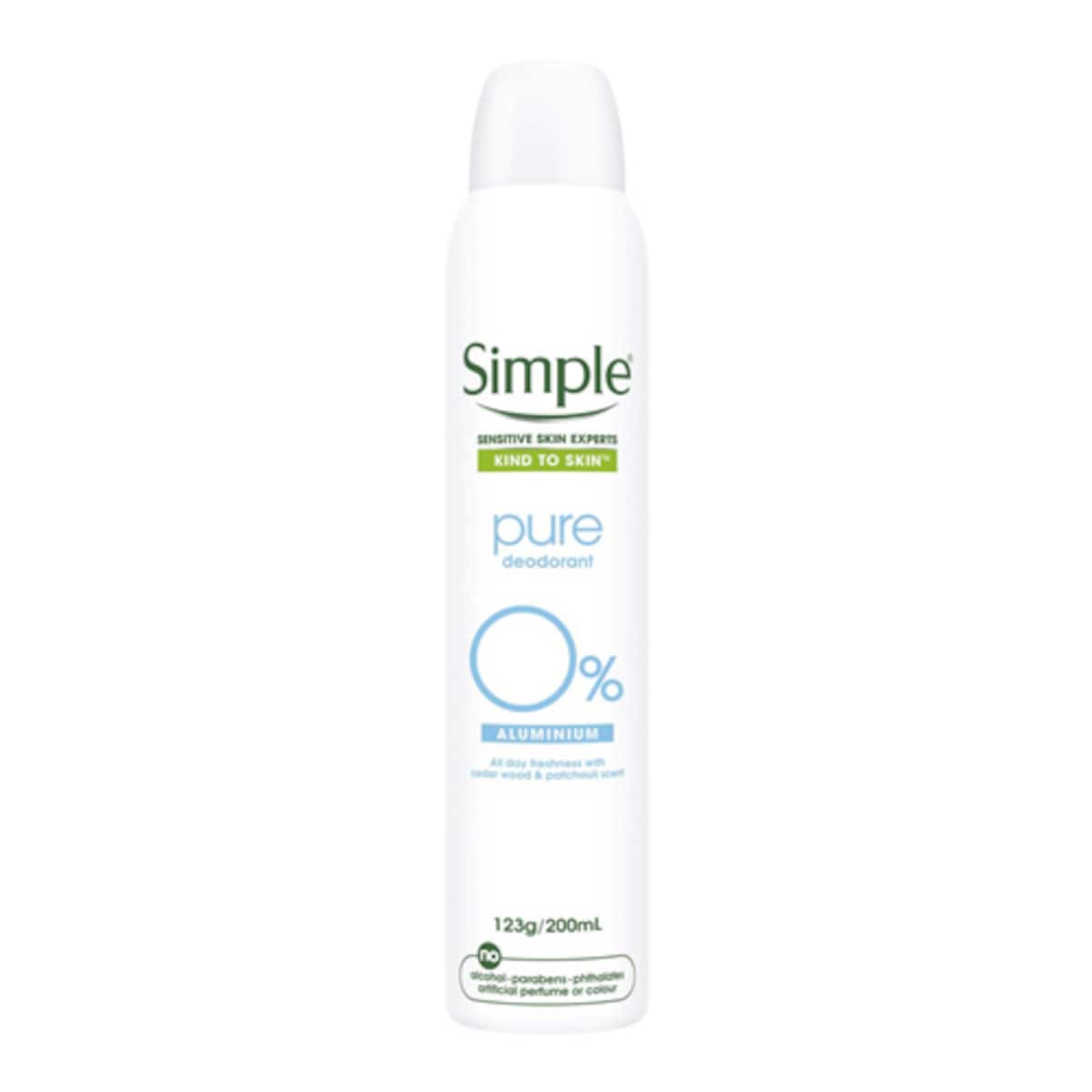 Simple Pure Deodorant Spray Aluminium Free 200ml