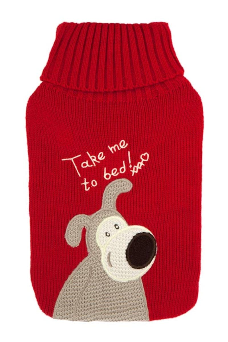 McGloins Hot Water Bottle with Knitted Cover and Patch Embroidery (Assorted Designs Selected at Random)