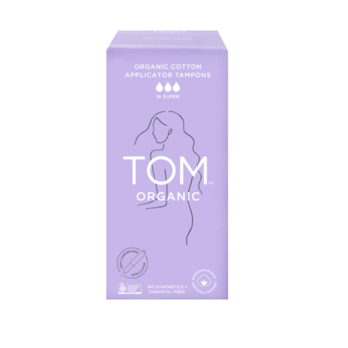 Tom Organic Organic Applicator Tampons 16 Super Tampons