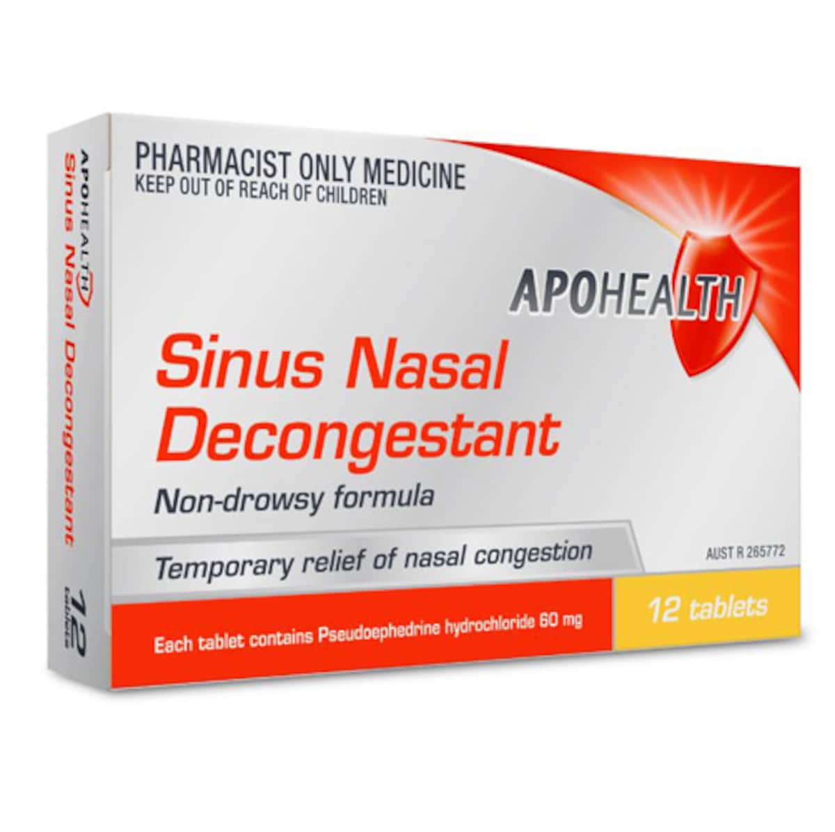 APOHEALTH Sinus Nasal Decongestant 60mg 12 Tablets S3