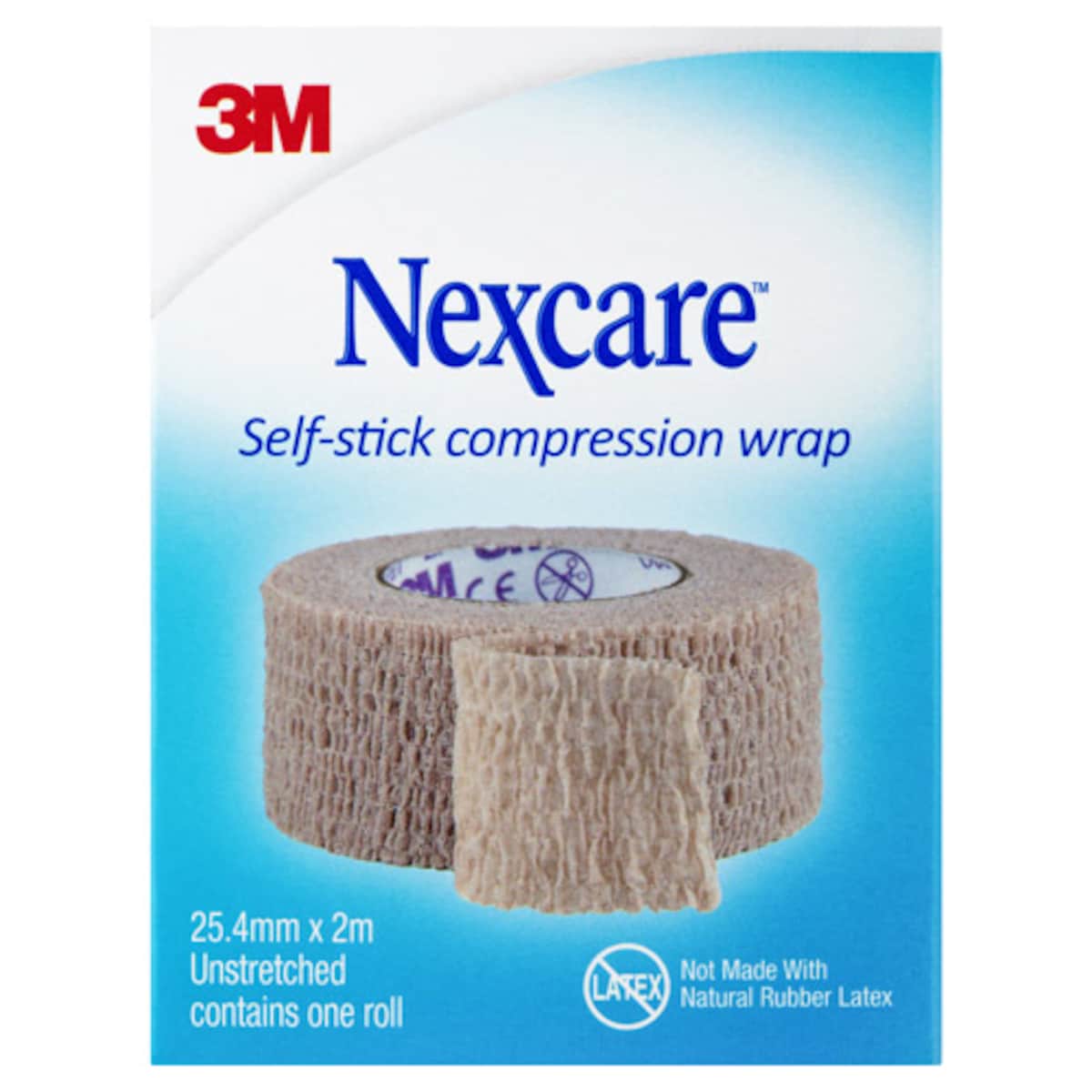 Nexcare Self-Stick Compression Wrap 25.4mm x 2m - 1 Roll