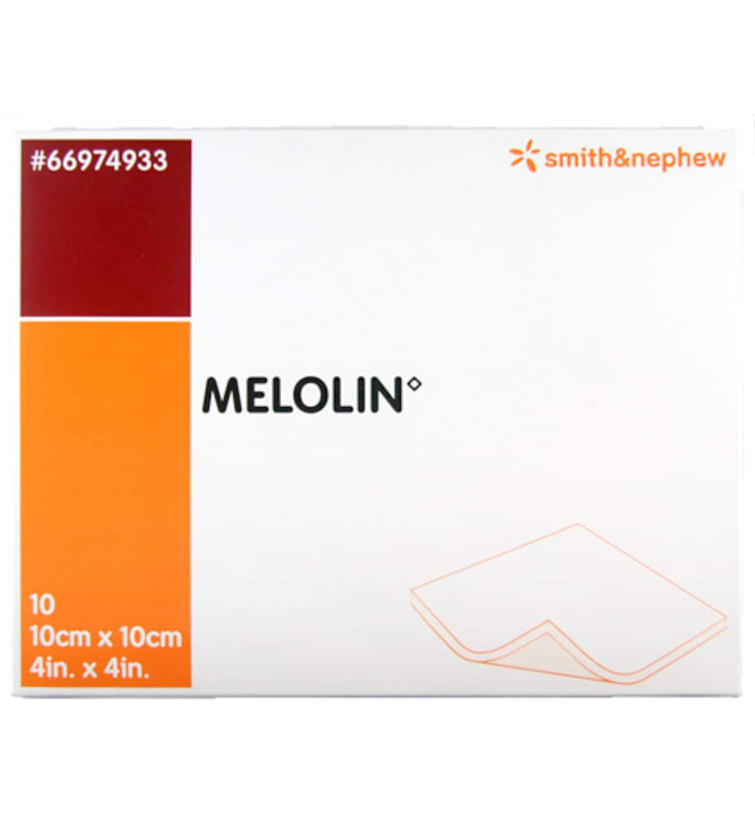 Smith & Nephew Melolin Low Adherent Wound Dressing 10cm x 10cm 10 Pack