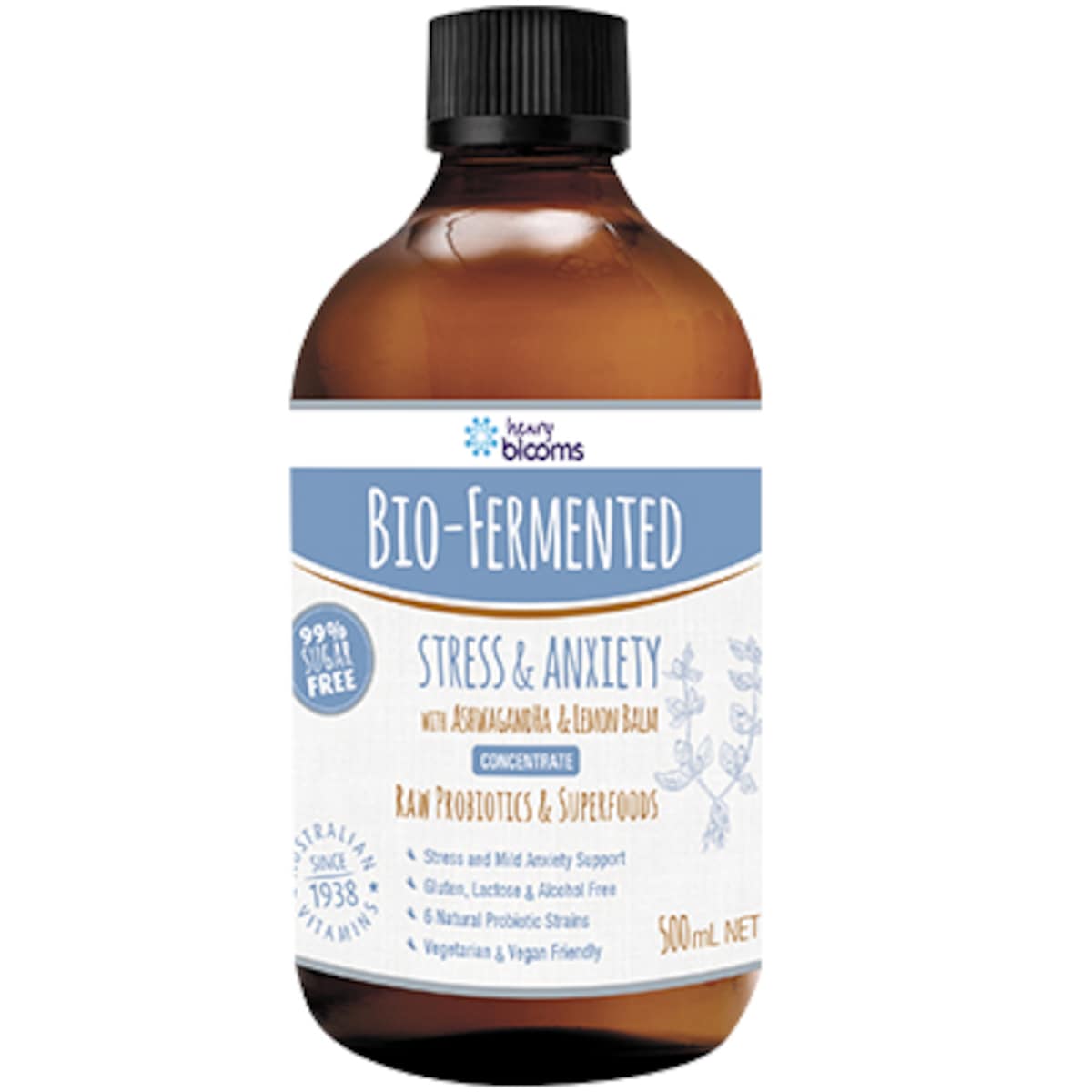 Henry Blooms Bio Fermented Stress & Anxiety with Ashwagandha & Lemon Balm 500ml