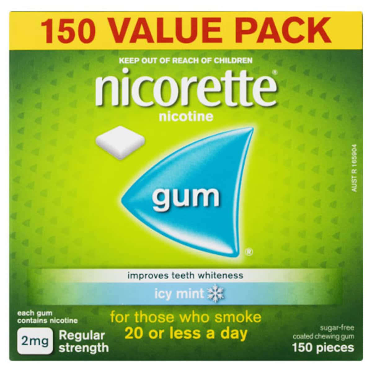 Nicorette Quit Smoking Nicotine Gum 2mg Icy Mint 150 Pieces Value Pack