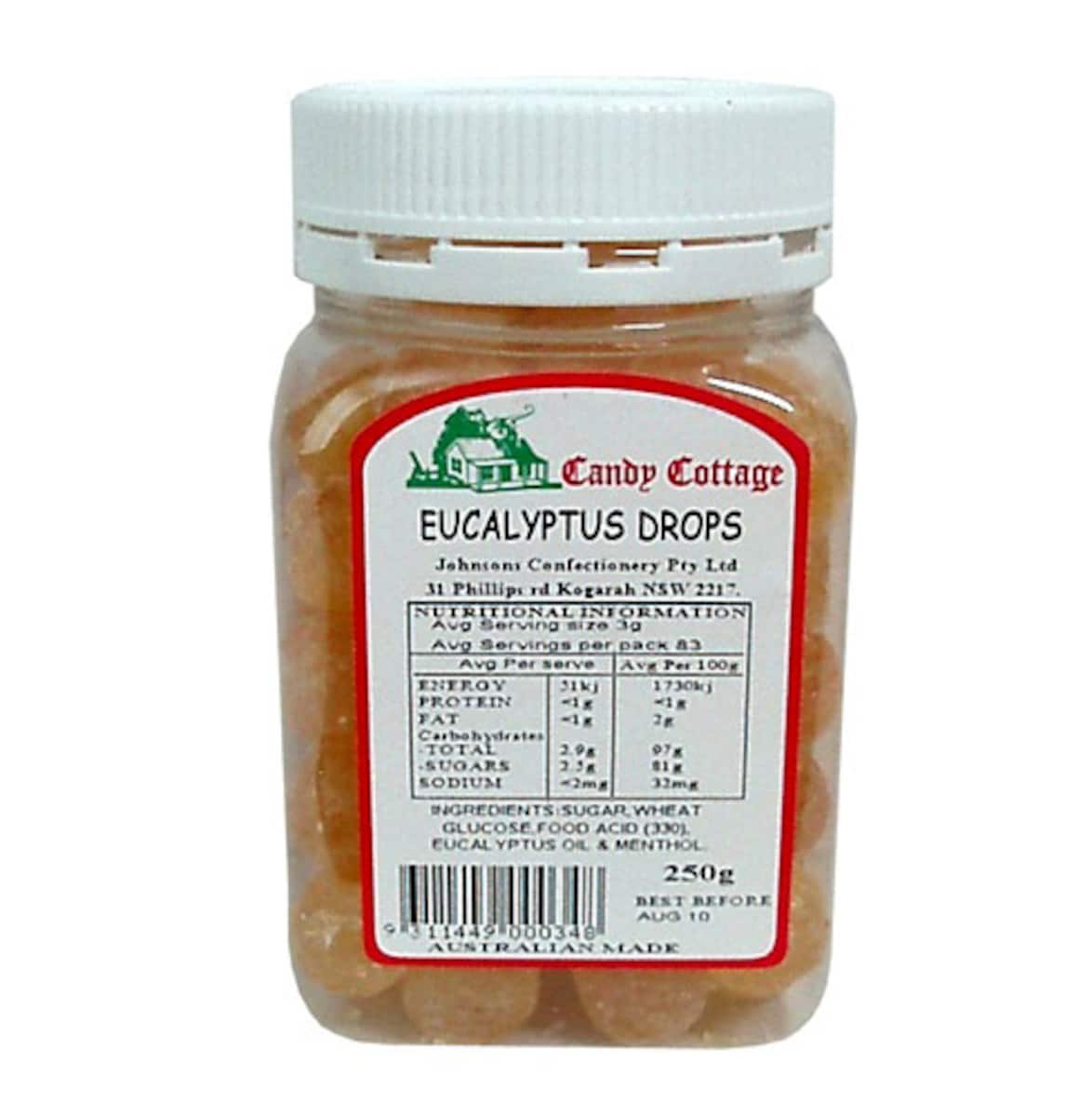 Candy Cottage Eucalyptus Drops Jar 250g