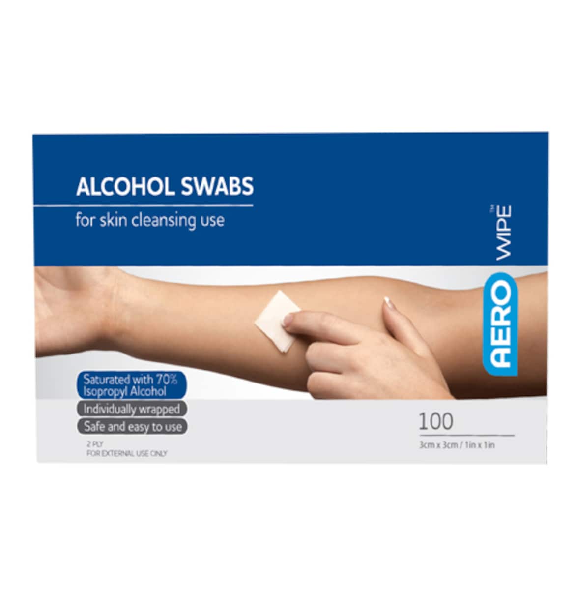 AeroWipe 70% Isopropyl Alcohol Swab Wipes 100 Pack